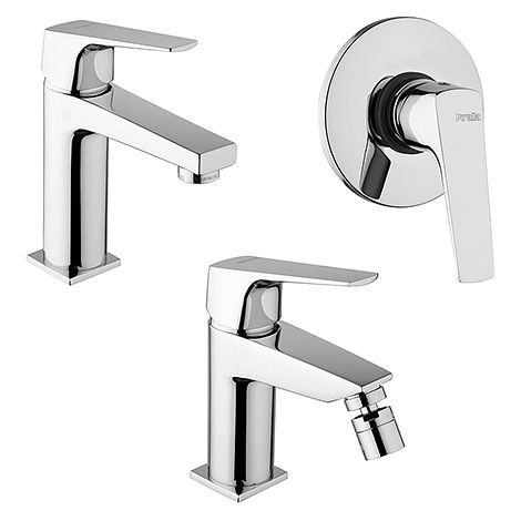 Set Rubinetti Piralla per lavabo e bidet con scarico automatico e doccia incasso serie Iceberg cromato (1/5)
