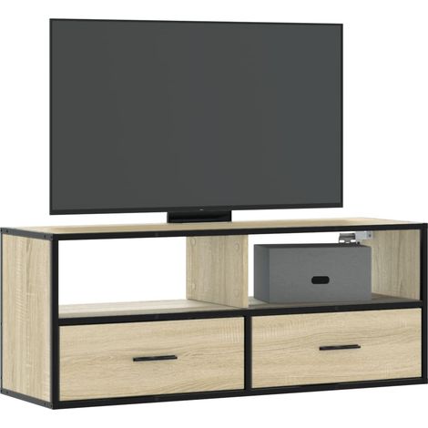 TV-Schrank Sonoma-Eiche 100x31x39,5 cm Holzwerkstoff und Metall