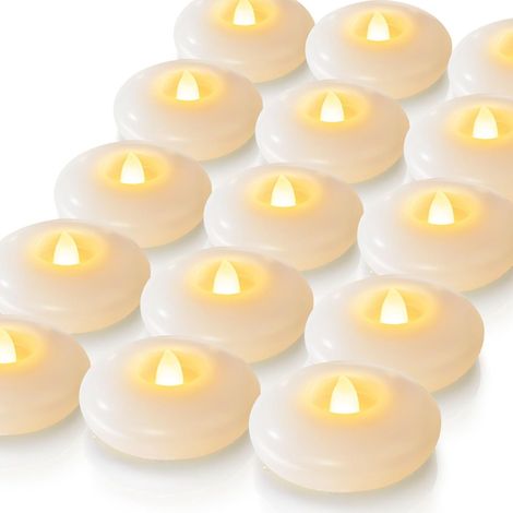 Lot de 16 Bougies Chauffe-Plat LED Flottantes, Étanches, Effet Vacillant Blanc Chaud, Activation par Eau, Décoration Spa (1/5)