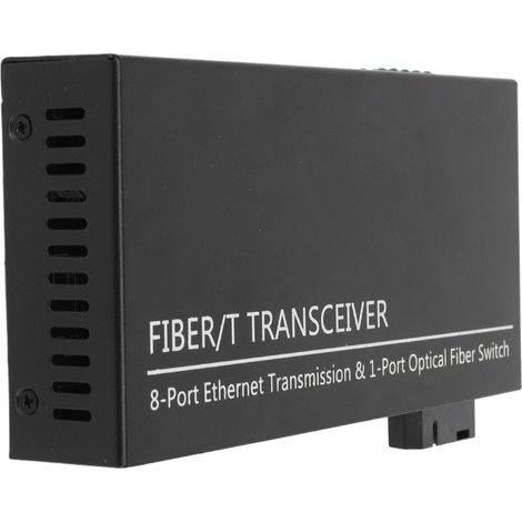 Glasfaser-Transceiver TX 1310 nm / RX 1550 nm, Reichweite bis zu 25 km, 1 optischer Port, 8 elektrische Ports, Singlemode-Ethernet-Glasfaser-Switch, 100–240-V-Netzteil, europäischer Stecker (1/5)