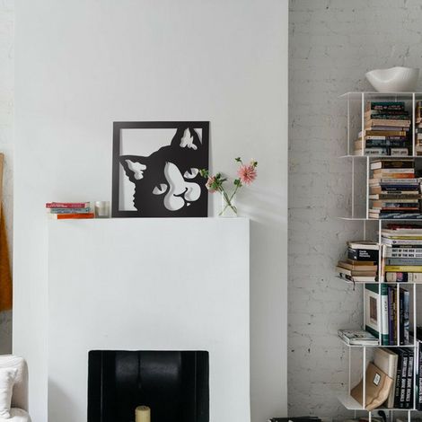Quadro moderno arredo moderno Quadro Gatto nero traforato Cat 48x 48 cm - Colore: nero (1/2)