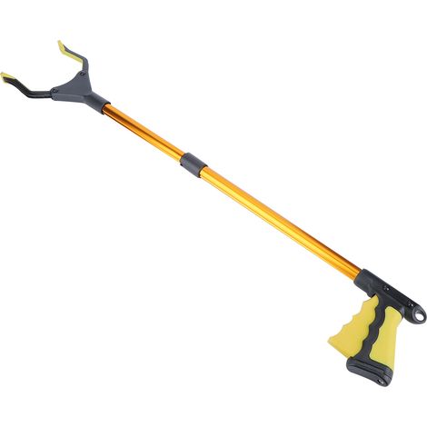 Pince de nettoyage multifonctionnelle pliable, ramasse-déchets, produit de nettoyage, poignée jaune, tube doré (1/5)