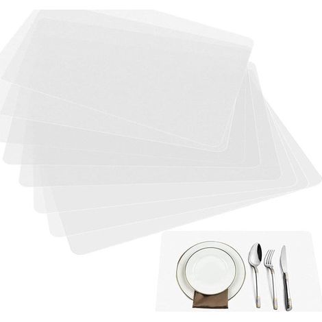 Lot de 8 sets de table transparents 43 x 28 cm, tapis de protection lavables et antidérapants pour table à manger, cuisine, bureau et réfrigérateur (1/5)