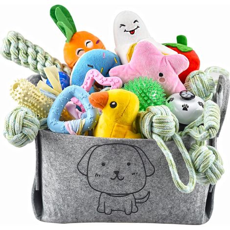 24er-Set Welpenspielzeug, Spielzeug für kleine Hunde, Beißspielzeug für Welpen mit Aufbewahrungsbox, Welpenseilspielzeug, Kauspielzeug für Welpen, Hundespielzeug zum Spielen und Trainieren für kleine 