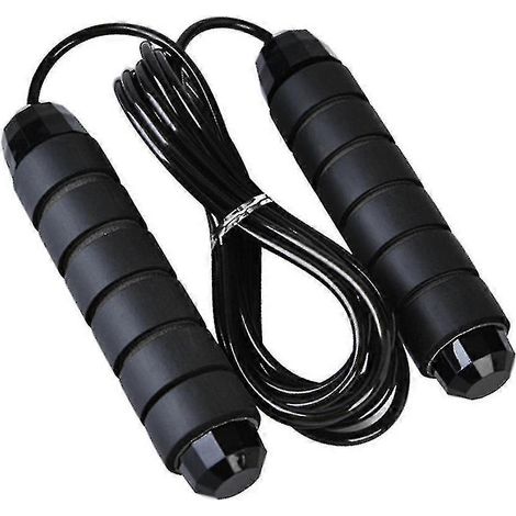 Corde à sauter en fil d'acier pour adulte, idéale pour brûler les graisses (1 pièce, noire). (1/5)