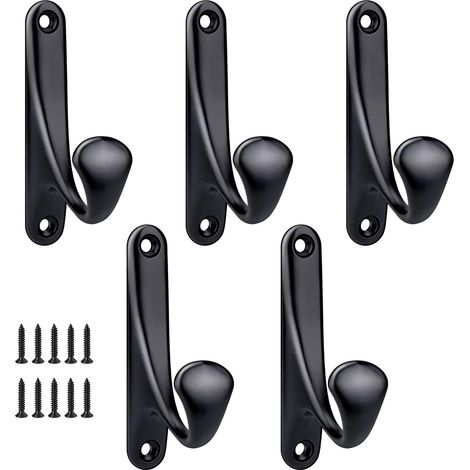 CCYKXA Einschraubbare Wandgarderobenhaken, 5 Stück, minimalistische, robuste Wandgarderobenhaken aus Zinklegierung für Tür, Eingangsbereich, Schlafzimmer, Badezimmer, Mehrzweckhaken, Schrauben im Lief (1/5)