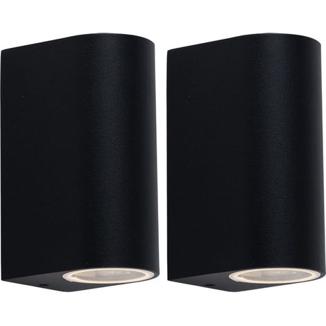 Lampada da esterno Up & Down Lampada da parete nera in alluminio Lampada da parete a LED per esterni Illuminazione esterna della casa, 2x 5W 2x400lm 3000K, LxA 6,5x14,5 cm, set di 2
