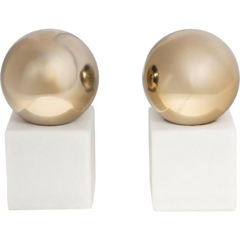 Amadeus - Serre-livres boule en résine chrome dorée H21 cm