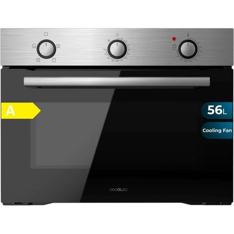 Cecotec Horno Integrable 45cm Alto Convencional Bolero Hexa C134500 Inox A. 2600W, 56L de Capacidad, Bajo Consumo, 4 Funciones