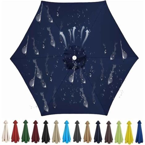 Replacement parasol with 6 ribs, polyester fabric shade sails (250 cm, navy blue) (1/5)