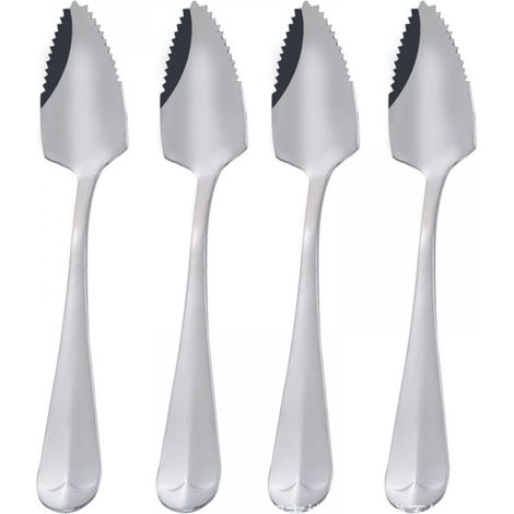 Cuillères à dessert en acier inoxydable épais (lot de 4) pour pamplemousse, dentelées (1/5)