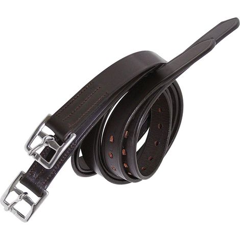 Noir - Supports en cuir anglais avec boucles courbes en acier inoxydable 25 mm x 145 cm