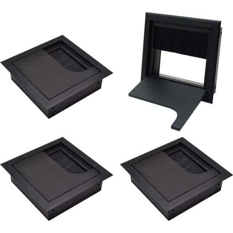 Couvercle Passe Câbles Fil Carrée 80x 80mm pour Encastrer sur Table de Bureau Organisateur de Cables pour Meuble Aluminium Noir Anodisé Passage de Câble Cache-Câble Lot de 4 (1/4)