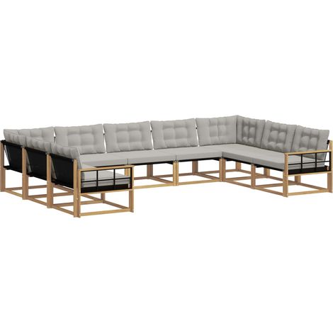 Conjunto de sofás de exterior 9 uds. Blanco y Gris Claro vidaXL (1/5)