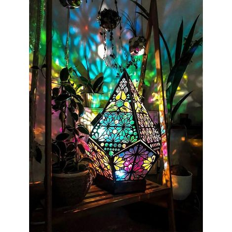Lampadaire grand format Étoile Polaire, Lumières LED multicolores en forme de diamant, Lampadaire décoratif bohème, Lampe creuse à projection 3D colorée, Cadeaux artisanaux, pour la maison, les fêtes (1/5)