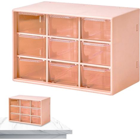 Boîte de rangement de bureau avec tiroirs - Organiseur de bureau à glissières avec tiroirs, grande capacité et empilable (1/5)