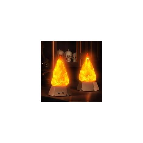 Lampe à effet flamme vacillante, rechargeable par USB, veilleuse 3D avec feu artificiel, 3 modes, étanche, effet flamme réaliste, idéale pour Halloween (intérieur/extérieur), le camping, la décoration (1/5)