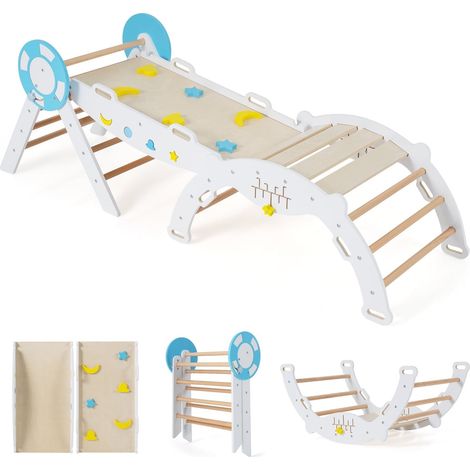 Juego de escalada para niños pequeños con tobogán, arco y bloques