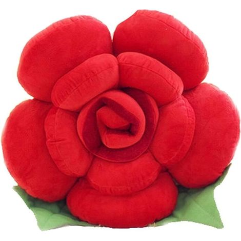 Rose Oreiller Mignon décoratif Fleur en Peluche Coussin Dessin animé créatif Coussin canapé Oreiller lit Coussin (30cm, Red) (1/5)