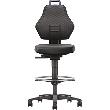 Arbeitsdrehstuhl Rl.+Fußring Supertec schwarz Grifffarbe blau 580-860mm TECWERK