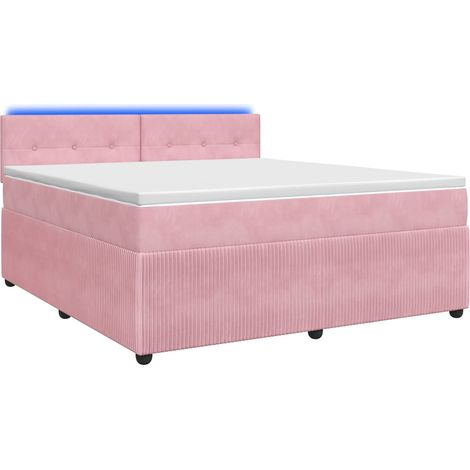 Maison Exclusive - Letto box spring con materasso Rosa 140 x 190 cm Velluto (1/5)