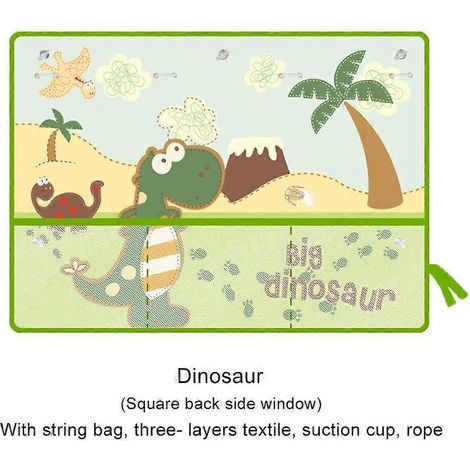 Pare-soleil universel pour vitres latérales de voiture, motif dinosaure, rideau pare-soleil d'été réglable pour bébés et enfants, avec rangement intégré (1/5)