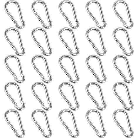 25 Pièces Mousquetons, 40 x 4 mm Petit Mousqueton, Mousqueton porte clé pour Sacs à Dos, Laisses de Chien, Camping, Pêche, Voyage