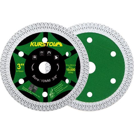 Diamond Tile Disc - 2 Pieces 75mm x 10mm Ultra Thin Diamond Cutting Discs for Porcelain, Tiles, Ceramics, Marble, Granite (1/5)