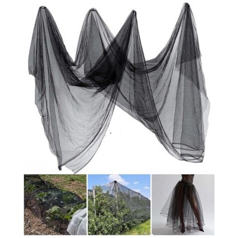 QORVA-(2,4 m x 10 m, noir) Filet anti-insectes Insectes Moustiques Mouches Oiseaux Chasse Barrière Protection des plantes Filet de jardin (1/5)