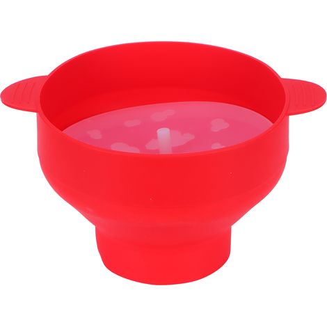 Zusammenklappbare Popcornschüssel aus Silikon mit Deckel – DIY-Küchenaccessoire (roter Griff) (1/5)