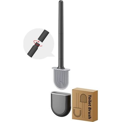 Brosse de Toilette,Brosse WC,Balai WC,Brosse WC Silicone et Support Balayette WC Ventilée Séchage Rapide sans Odeur Brosse pour Toilette de Salle de Bain (1/5)
