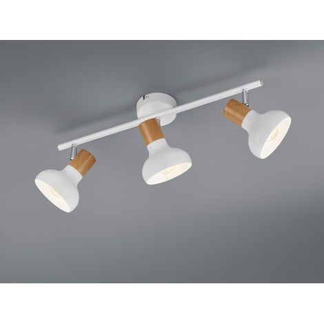 LED Deckenstrahler aus Metall in Weiß & Holzoptik, Breite 47cm (1/4)