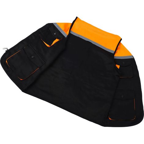 Reflektierende Arbeitsweste mit 4 Taschen, zweifarbigem Reißverschluss, hohe Sichtbarkeit, schwarz und gelb, Größe XXL. (1/4)