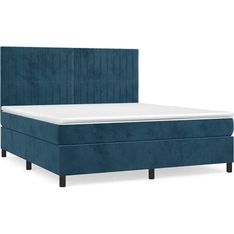 Maison Exclusive - Giroletto a Molle con Materasso Blu Scuro 160x200 cm in Velluto