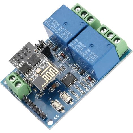 Module relais WiFi double canal ESP8266 5V pour maison connectée, application mobile et commande à distance (1/5)