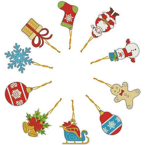 DIY-Weihnachtskarte mit 5D-Diamanten, Weihnachtsbaum-Anhänger, Strass-Schneemann-Anhänger, Diamantmalerei-Ornament (1/5)