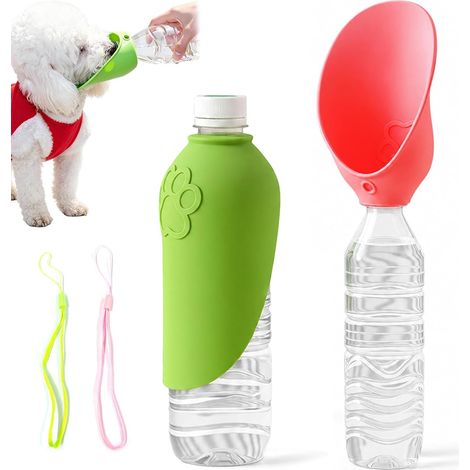 2 Collapsible Dog Cat Bowls, Collapsible Dog Water Bottle, Walking Bottle Fits Most Bottles for Outings, Daily Walking, Travel, Camping (Green, Pink) (1/5)