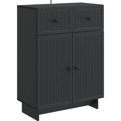 vidaXL  Sideboard  with Drawer Black 66 x 34.5 x 90 cm Engineered Wood