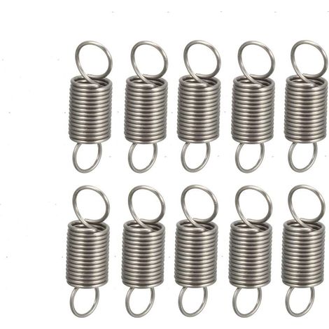 Tension Spring Extension Springs Wire Diameter 0.012", OD 0.12", Free Length 0.39" Stainless Steel Small Double Hook 10pcs (1/3)