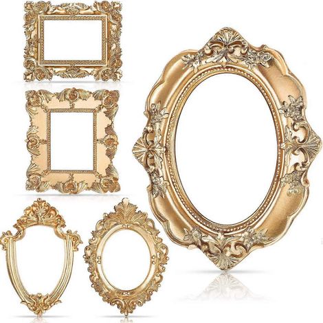 Lot de 5 cadres photo vintage en résine, à suspendre au mur ou à poser sur une table, pour présenter des bijoux ou des objets décoratifs pour les fêtes et les occasions spéciales. (1/5)