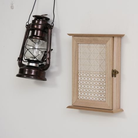 Schlüsselschrank mit 6 Haken, Vintage-Stil, wandmontierte Schlüsselaufbewahrung aus Holz, 20 x 6,5 x 26,5 cm, Holz