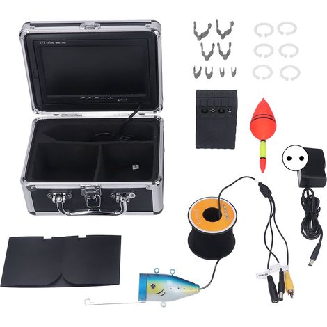 Caméra de pêche sous-marine 7 pouces, écran LCD étanche IP68, détecteur de poissons 1200TVL, 12 LED, 100‑240V prise UE, câble 15m (1/5)