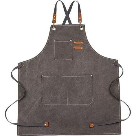 Tablier de barbecue tablier en toile 68 x 85 cm avec bandoulière réglable tabliers de cuisine avec 3 poches tablier femme tablier homme pour le jardinage restaurant barbecue (1/3)