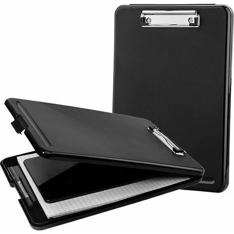 [NEVER USED] A4 Clipboards with Storage, Clipboard, Plastic Folder, Paper Holder, Clipboard, Storage, Document Clipboard, Holder, Clipboard for School, Home and Office (Black,