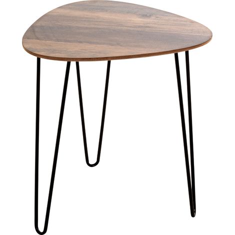 Table d'appoint 40x40x43 cm décor chêne foncé et métal noir