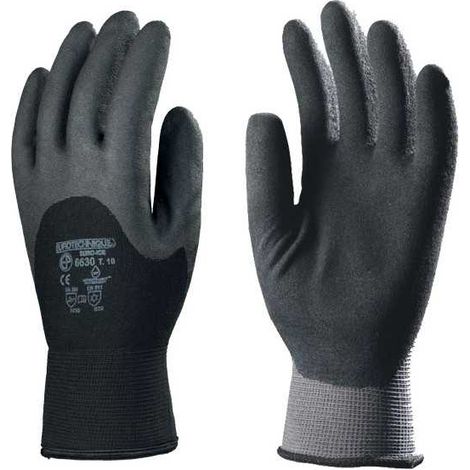 Gant tricot EUROICE EUROTECHNIQUE thermiques nylon double bouclettes enduit PVC noir gris T11 COVERGUARD 6631 (1/3)