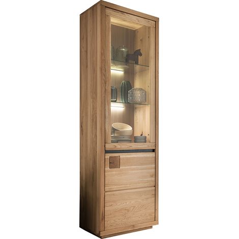 Vitrine 65 cm breit Eiche massiv geölt WINCHESTER-69 (1/5)