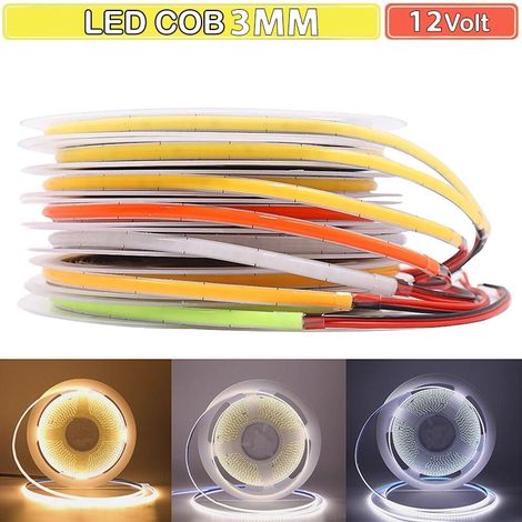 Striscia LED COB Bianca Ultra Slim 3mm 480LED al Metro DC12V 5 Metri  4000K (1/5)