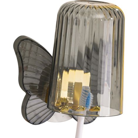 Wandmontierter Zahnbürstenhalter fürs Badezimmer, ohne Bohren, Zahnbürstenhalter für Mundspülbecher, Zahnbürstenhalter-Set, Grau (1/5)