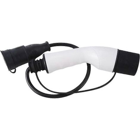 Ladestecker für Elektrofahrzeuge – Typ-2-Stecker (IEC 62196-2) auf Schuko-Stecker (europäische 230-V-Steckdose) – 16 A, 3,7 kW, kompatibel mit öffentlichen Ladestationen und Elektroautos (z. B. Renaul